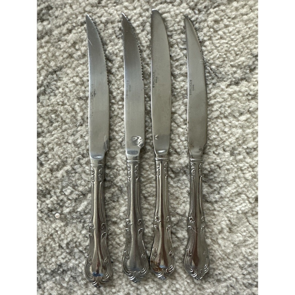 4 Wallace ASHFORD Stainless 18/10 China Glossy‎ Silverware Dinner Knife Flatware